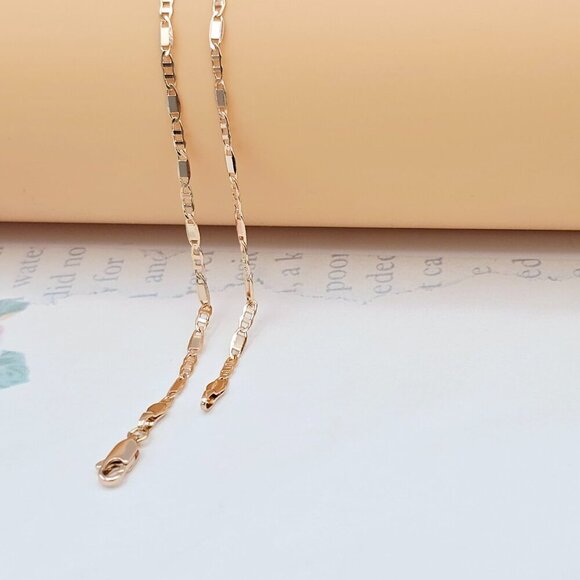 Rose Gold Figaro Chain Necklace with High Polish Finish - 44cm, XPNL0054 - Picture 10 of 12